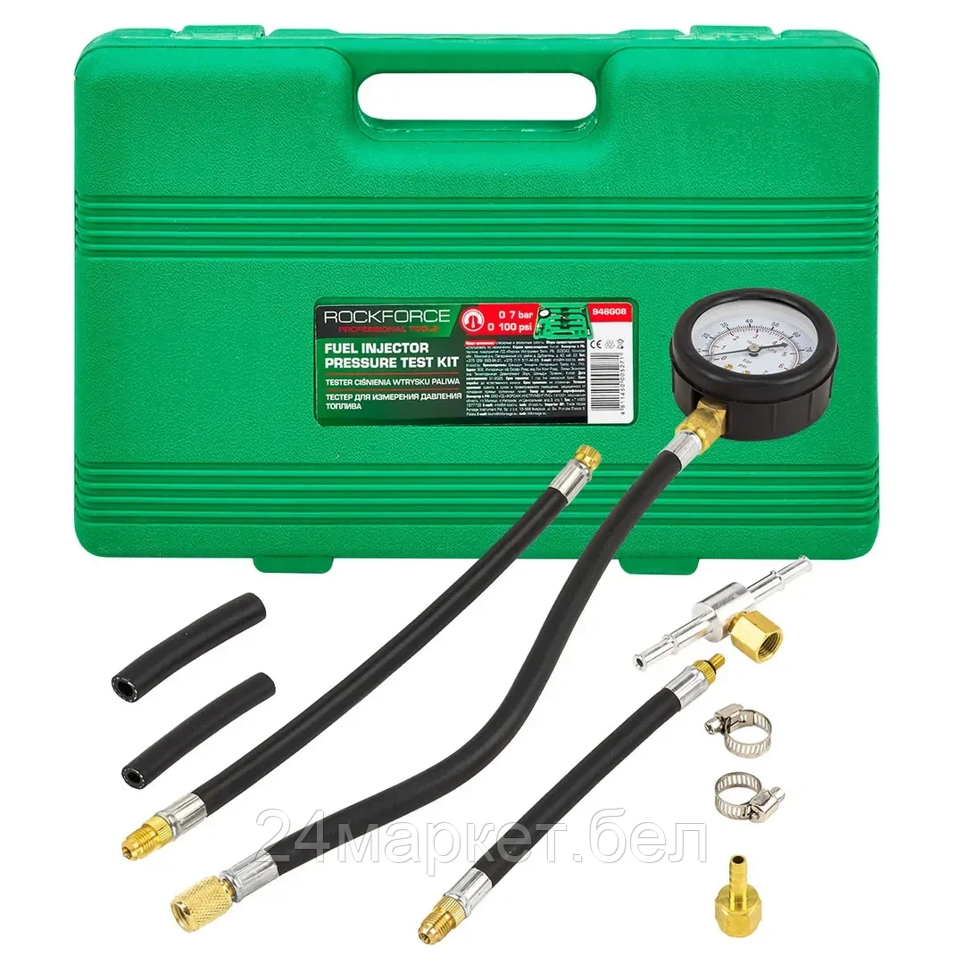 Rock FORCE Набор для измерения давления топлива (0-7bar) 8пр. в кейсе. Rock FORCE RF-907G1