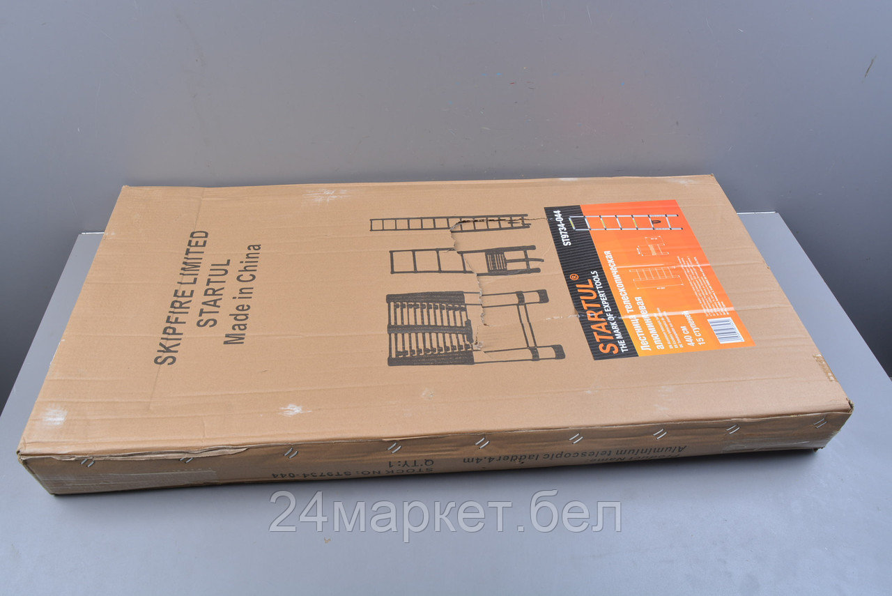 Лестница телескопическая 1-секц. алюм. 440см, 15 ступ. 12,1кг STARTUL (ST9734-044) уцененный (0677