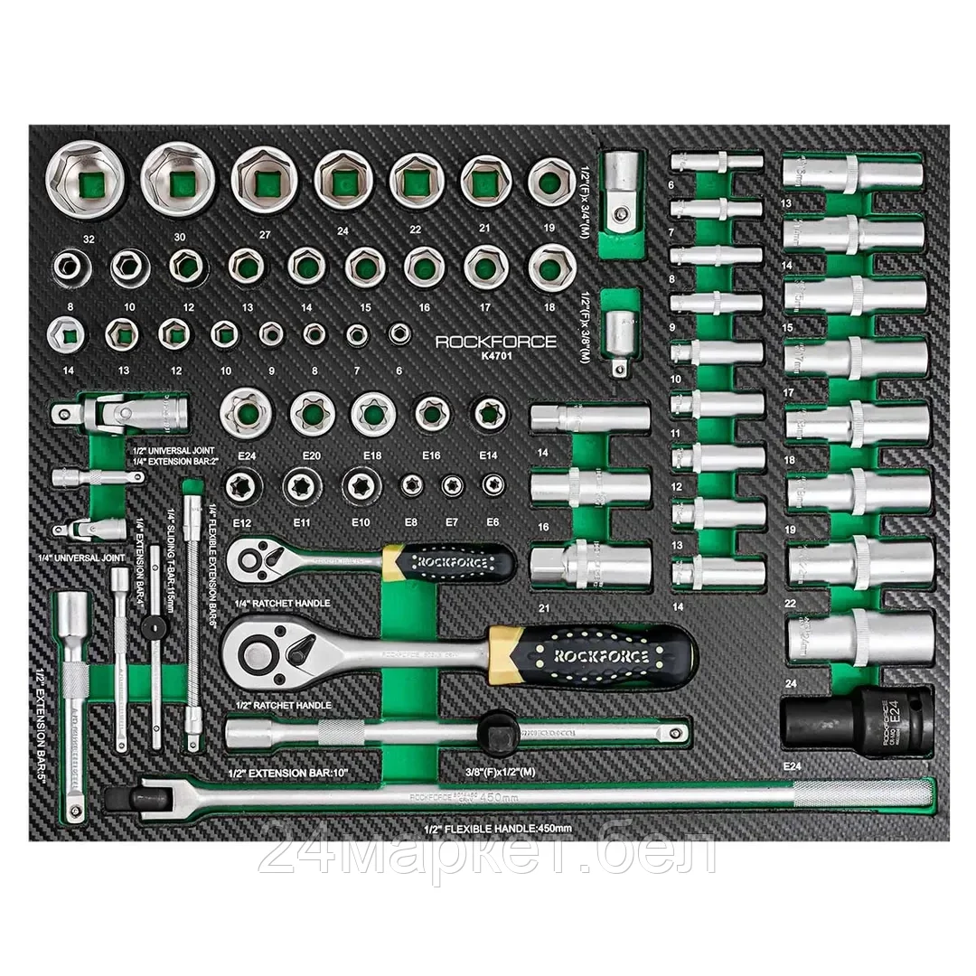 Набор инструментов 70пр.(6гр)(6-32мм),в ложементе Rock FORCE RF-K4701