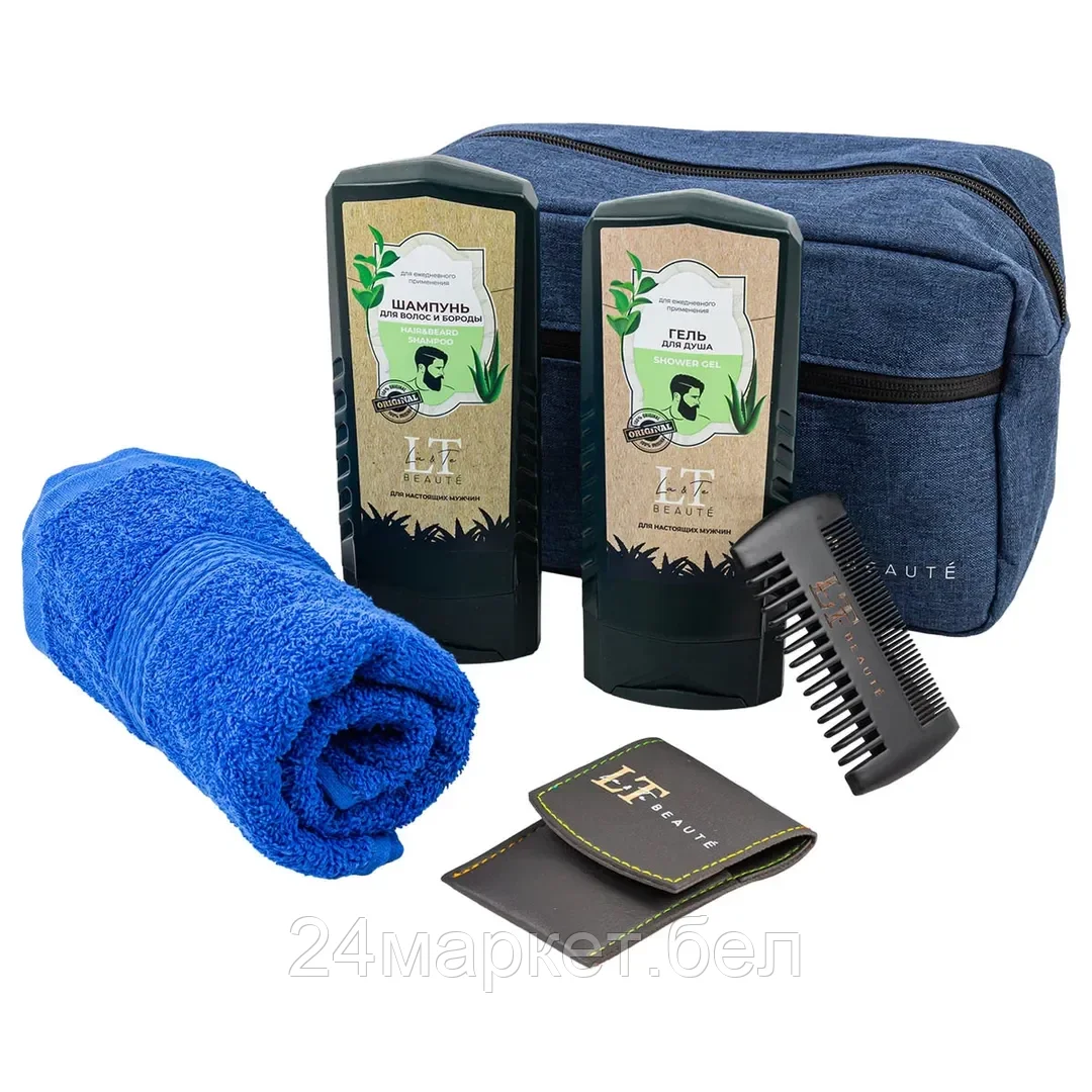LTMEN4 Набор мужской косметики(сумка.гребень.наьор маникюрный.шампунь.гель.полотенце) La and Te beaute