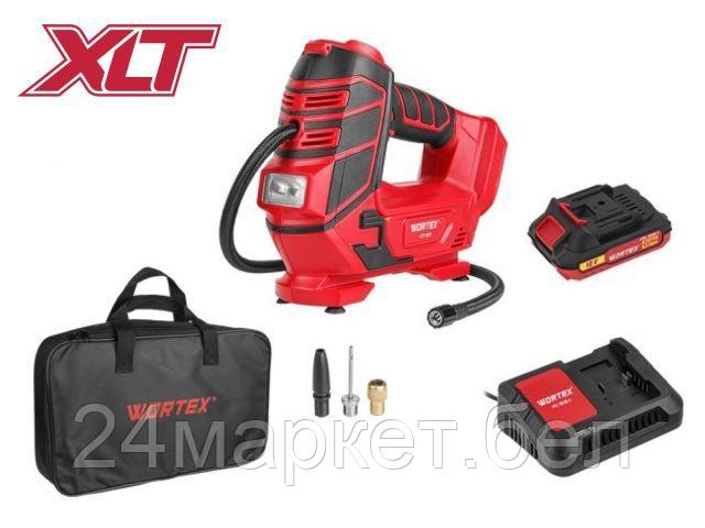 Аккум. компрессор WORTEX CTI 1811 в кор. ALL1 МЕГА АКЦИЯ (16 PSI / 11 бар / 1100 кПа, цифровой монометр, 600 мм шланг, подсветка) 1325446