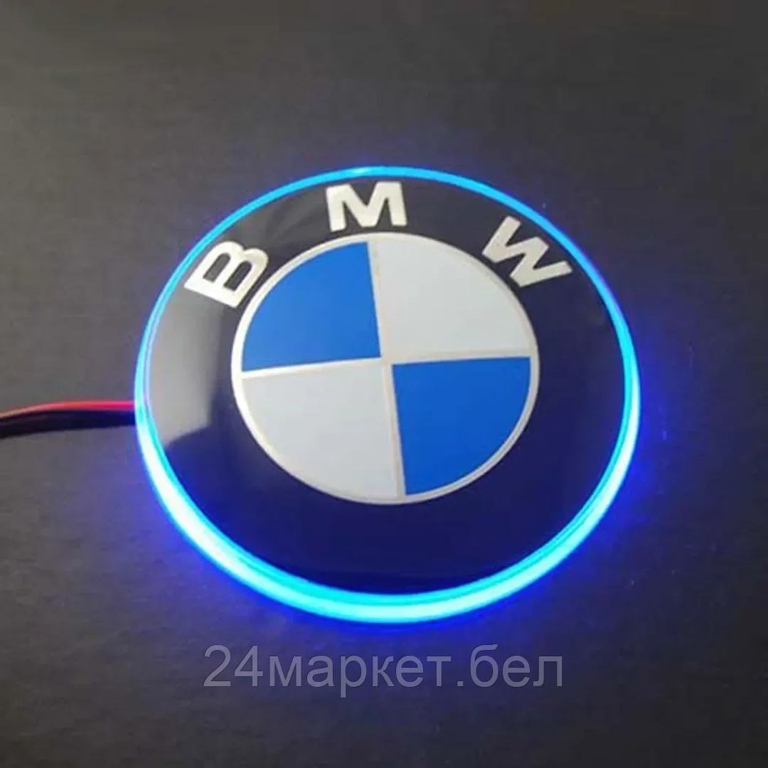 .KING Значок с подсветкой 3D BMW BLUE 8,2см .KING