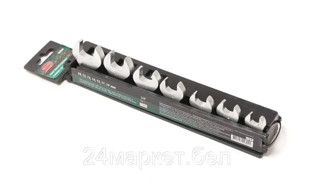 Rock FORCE Набор ключей рожковых съемных с шарниром 3/8", 7пр. (10, 12, 13, 14, 15, 17, 19мм), в пластиковом держателе Rock FORCE RF-51107AF