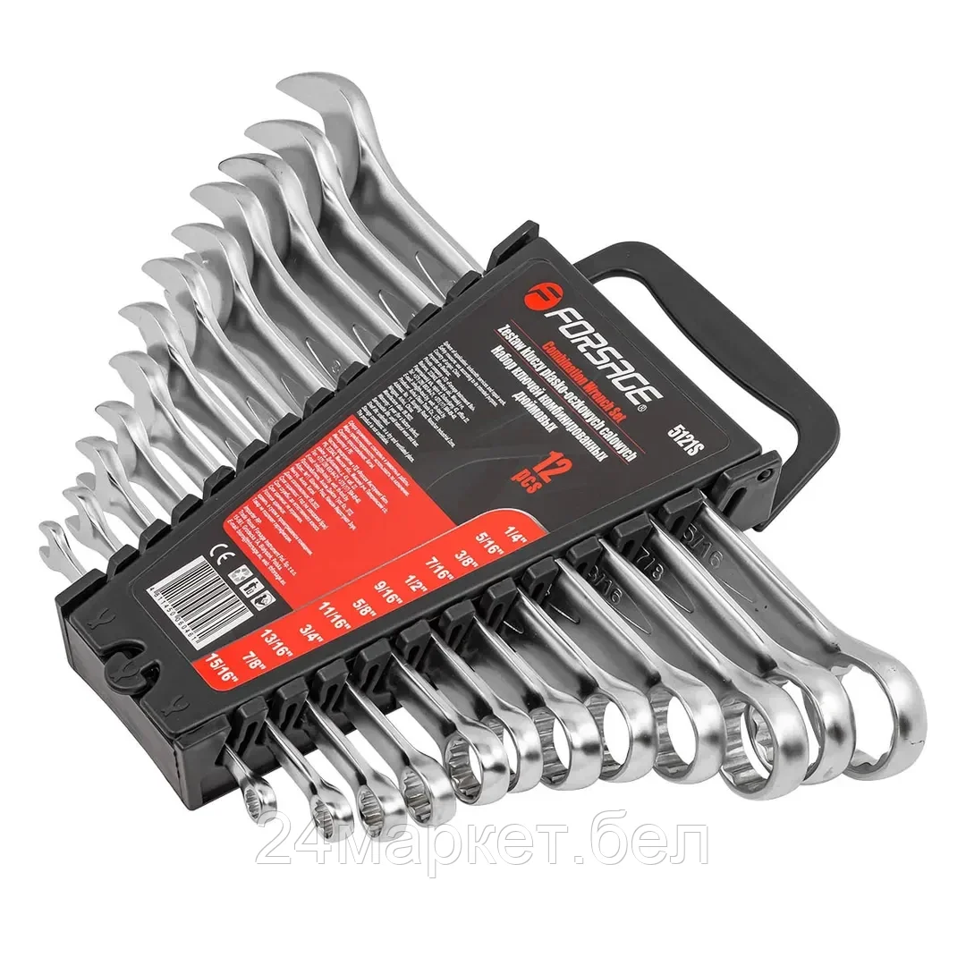 FORSAGE Набор ключей комбинированных дюймовых 12пр.(1/4,5/16,3/8,7/16,1/2,9/16,5/8,11/16,3/4,13/16,7/8,15/16")в пластиковом держателе Forsage F-5121S