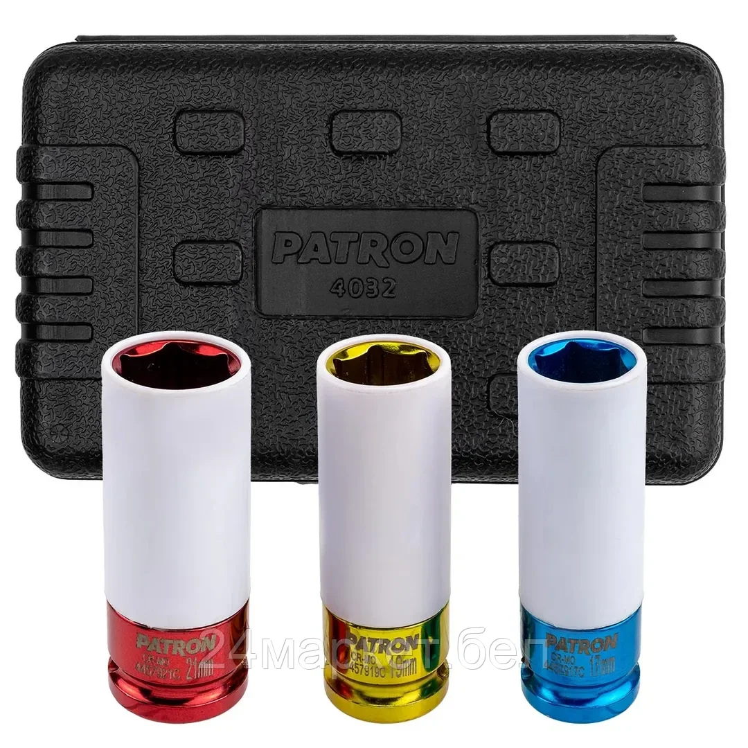 P-4032 Головки ударные тонкостенные, набор 3пр., 1/2" (6гр.) PATRON