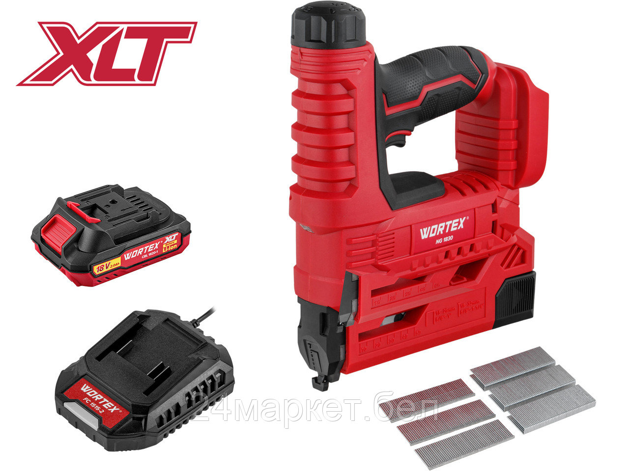 Аккум. гвоздезабиватель WORTEX NG 1830 в кор. ALL1 XLT SET, 18 В, 15-32 мм, 30 уд/мин. (тип гвоздей: 18GA) 1335924