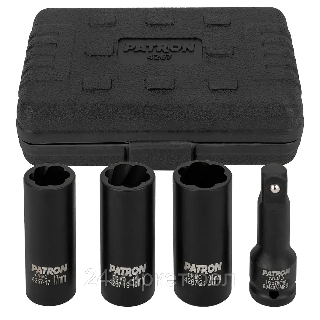 P-4267 Головки ударные двухсторонние, набор 4пр., 1/2" (6гр.) PATRON