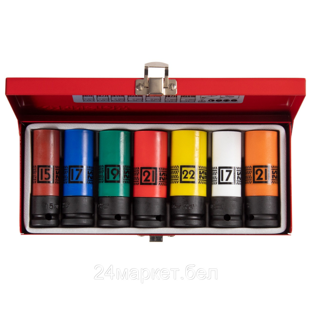 KING TONY 44907MP KING TONY Набор глубоких ударных торцевых головок 1/2", шестигранные, 15-22 мм, 7 предметов