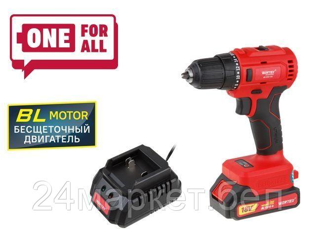 WORTEX Китай Аккум. дрель-шуруповерт WORTEX BD 1815-1 DLi в кор. (18.0 В, 1 акк., 1.5 А/ч Li-Ion, 2 скор., 50 Нм, шурупы до 9 мм)