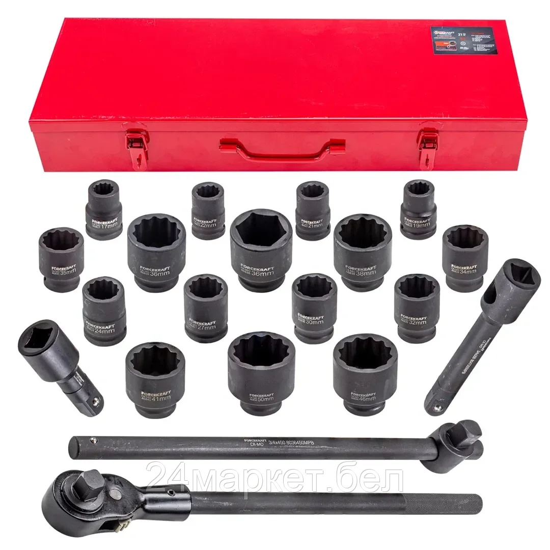Набор инструментов ударных 21пр, 3/4''(12гр.) FORCEKRAFT FK-6212-9MPB