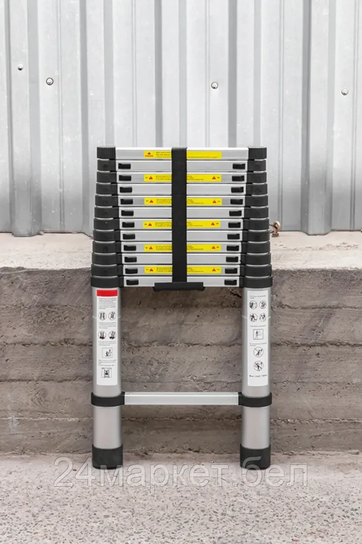 Лестница телескопическая алюм. бытовая 3.8м (13 ступ.) Forsage F-UP380