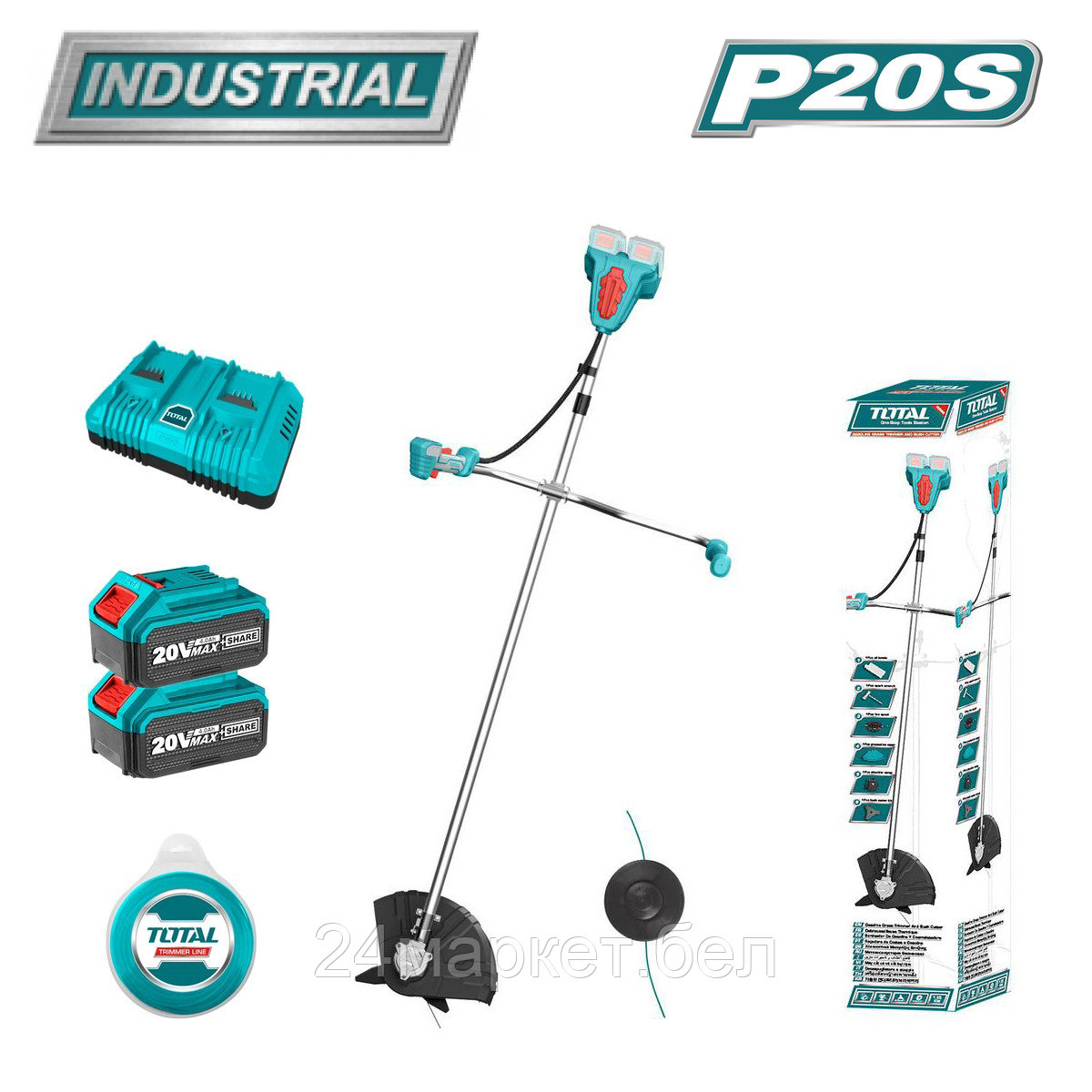 Триммер Total TSTLI202521 (с 2-мя АКБ)