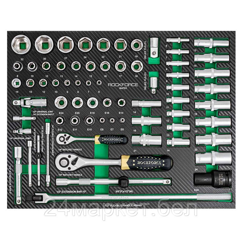 Набор инструментов 70пр.(6гр)(6-32мм),в ложементе Rock FORCE RF-K4701