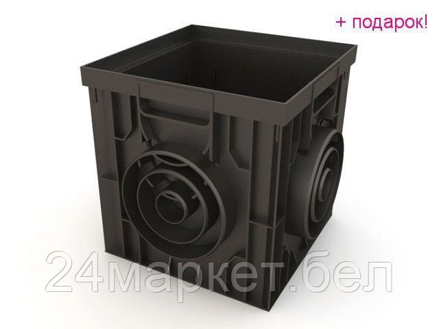 ecoteck Беларусь Дождеприемник пластиковый 300х300 (черный), РБ (Дополнительные элементы: Корзина, Перегородка 2 шт, Надстройка, Решетка) (ecoteck)
