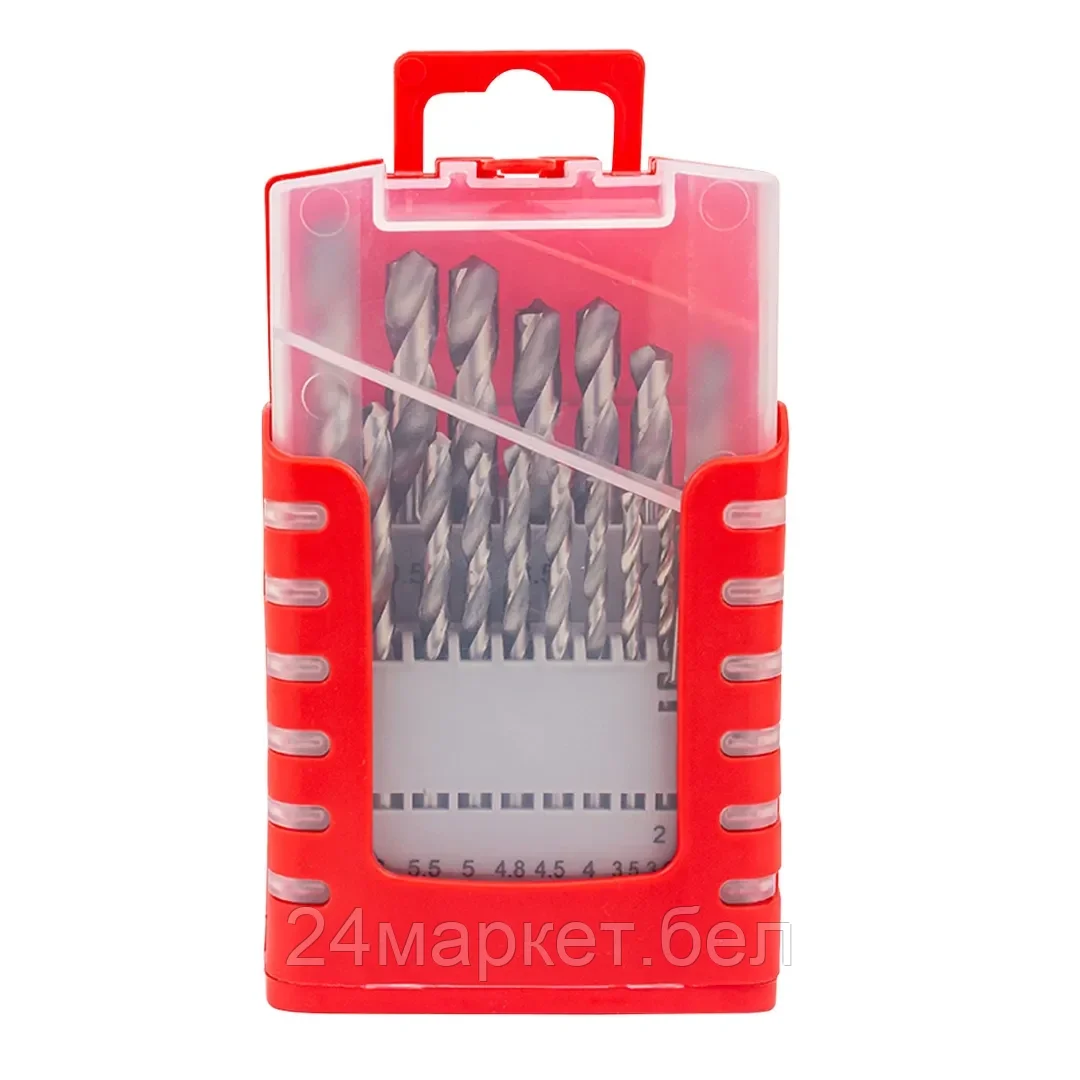 FK-924U21S Набор сверл по металлу HSS 21пр.(1,1.5,2,2.5,3,3.2,3.5,4,4.5,4.8,5,5.5,6,6.5,7,7.5,8,8.5,9,9.5,10мм), в пластиковом футляре FORCEKRAFT