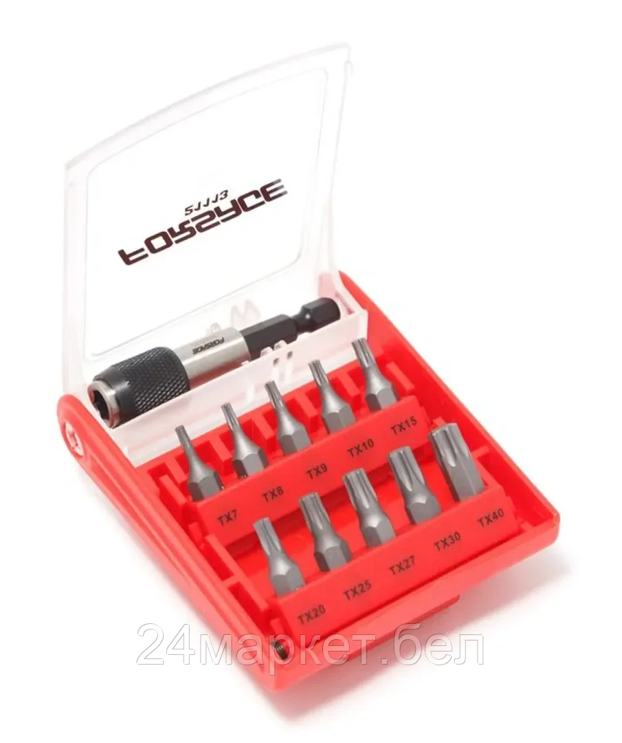 FORSAGE Набор бит-торкс  с битодержателем 11пр. (T 7,8,9,10,15,20,25,27,30,40-25мм) Forsage F-21113