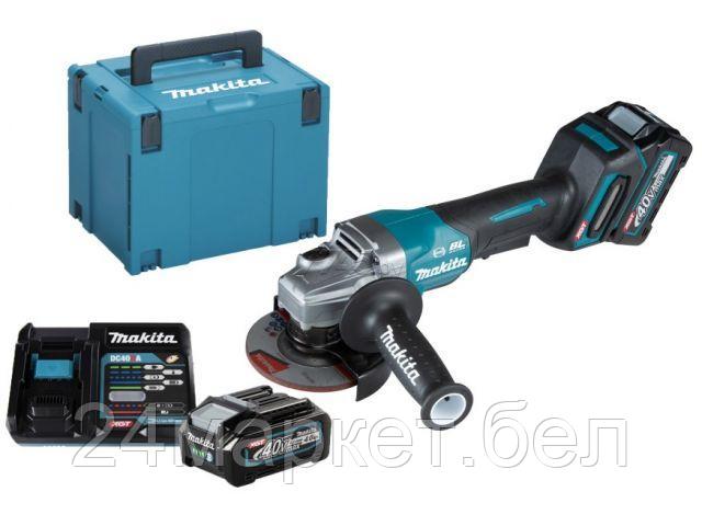 Аккум. углошлифмашина MAKITA GA 012 GM 201+ АКЦИЯ (1 аккумулятор + зарядное) (40В, 115 мм, 8500 об/м, клав. (2x4.0Ач,DC40RA,Makpac4)) GA012GM201A1