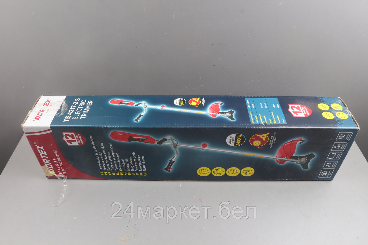 Триммер WORTEX TE 4217-2 S в кор.1400 Вт,шир.скаш.42 см леска, 25.5.см нож,плав.пуск уцененный (16