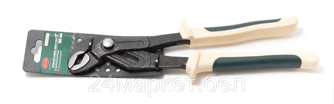 Rock FORCE Пассатижи переставные  сантехнические с мелким шагом, кнопкой фиксации и эргономичными ручками CR-V 12"-300мм, на пластиковом держателе Rock FORCE RF-613300J