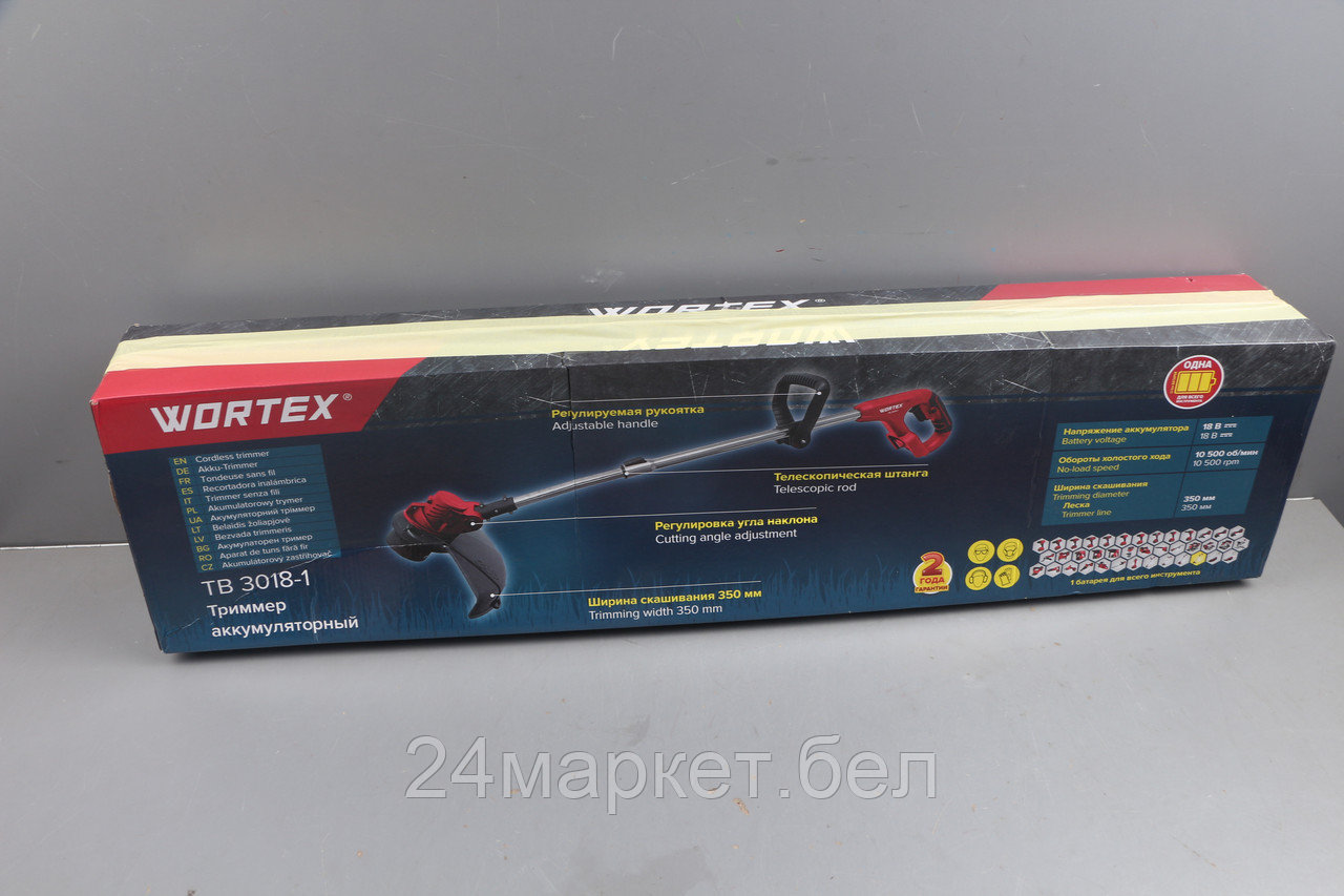Триммер аккум. WORTEX TB 3018-1 ALL1 XLT SOLO 18В, шир.скаш.350 мм, леска 1.6 мм уцененный (075566 (БЕЗ АКБ И ЗУ, телескоп.штанга, рег.угол 0-60°) 0333241-у
