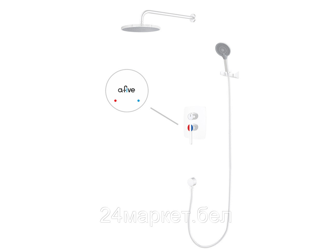 Душевая система (Lt) D35, серия Lotus белый, a-five (Встраиваемый, Излива нет, 1000 - 1200 мм.) A5-0757