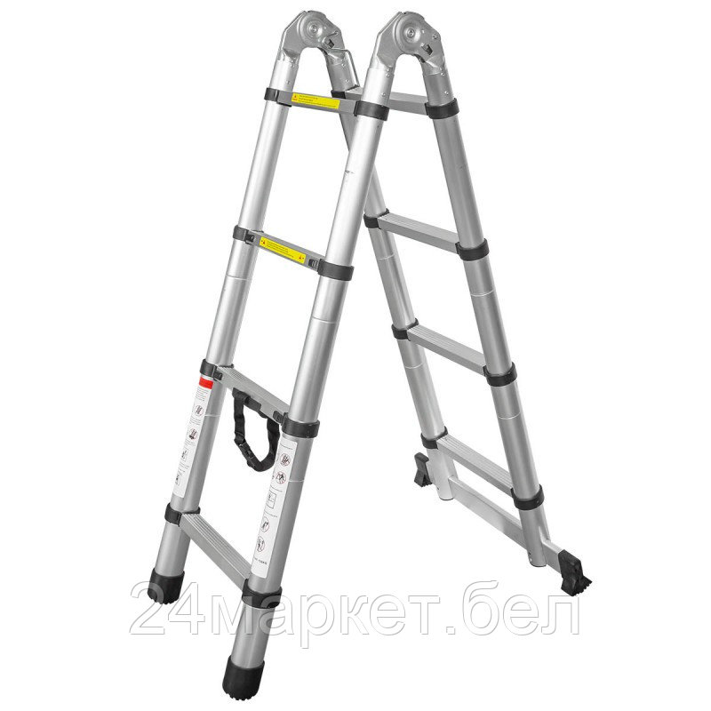 Лестница-стремянка телескопическая алюм. бытовая 1.3+1.3м (4+4 ступ.) Forsage F-UP130-M