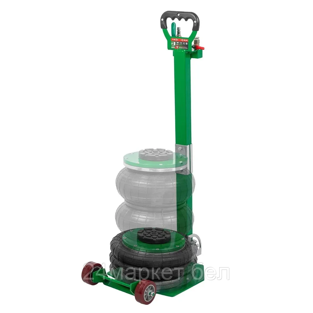 RF-TRA1812 RockFORCE Домкрат подкатной пневматический 3т (4-8bar, h min 135мм, h max 400мм, 3 подушки, Ø250мм)