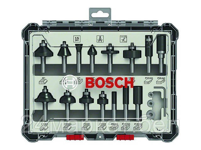 BOSCH Китай Набор фрез смешанный 8 мм (15шт) BOSCH