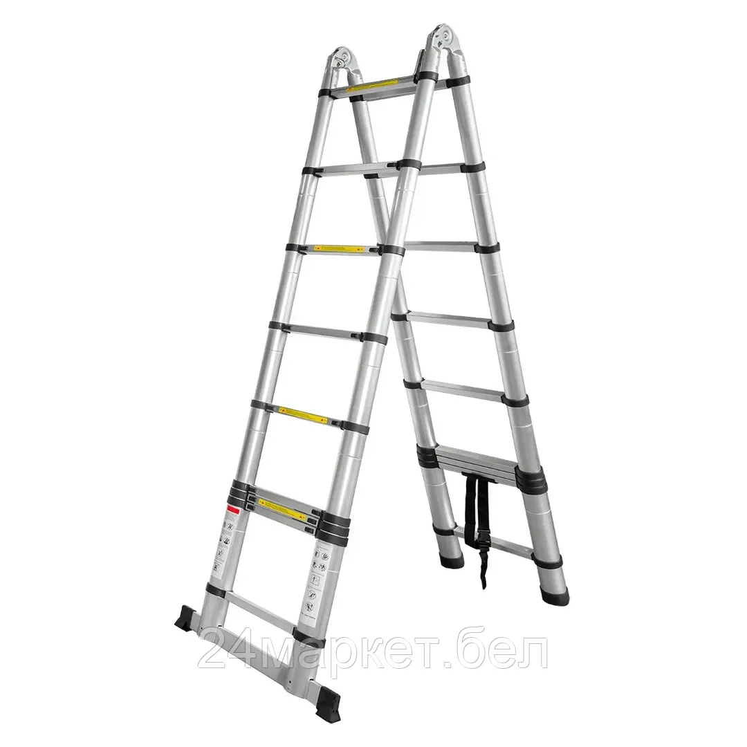 Лестница-стремянка телескопическая алюм. бытовая 2.8+2.8м (9+9 ступ.) Forsage F-UP280-M