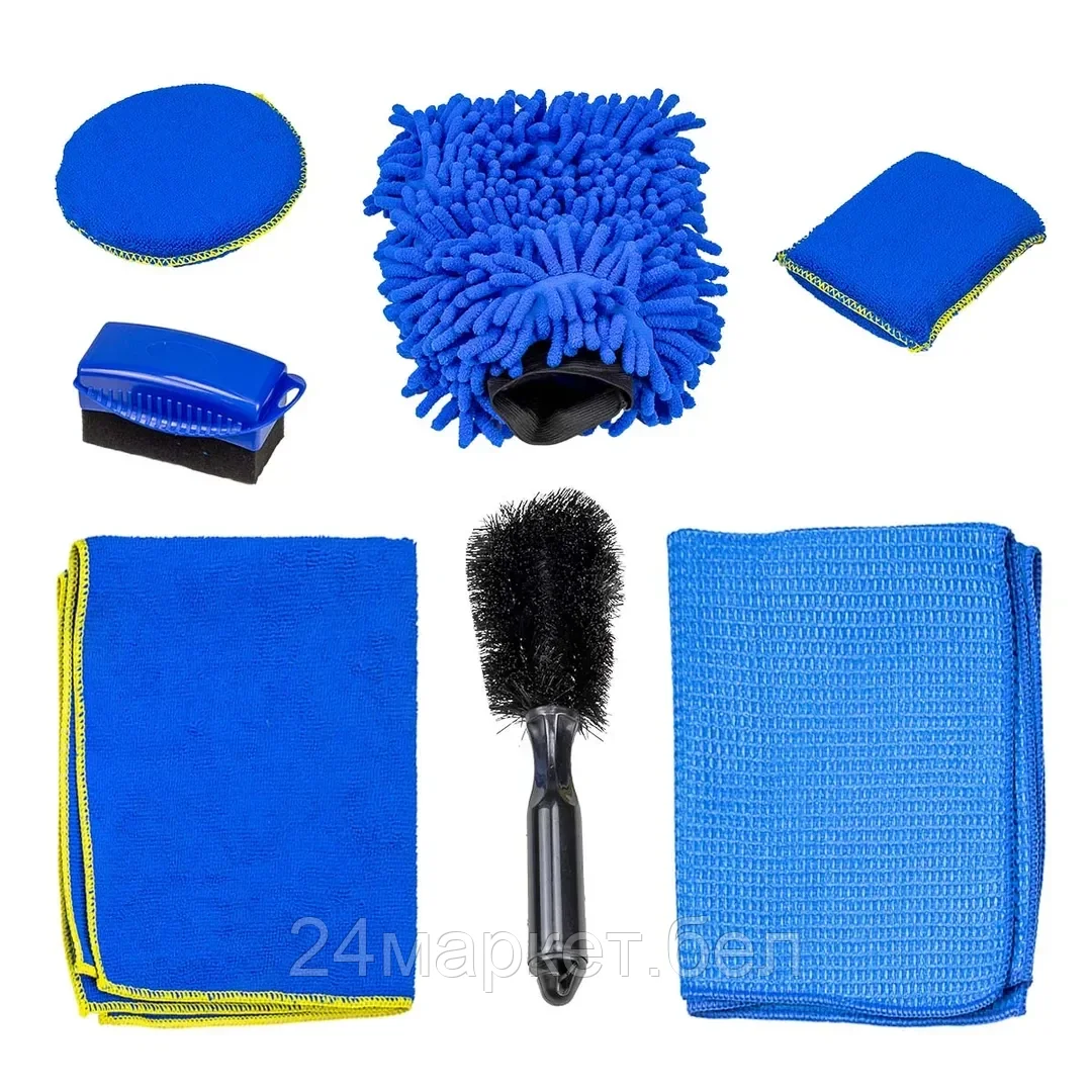 F-CWK5238 Forsage Набор для мойки а/м 7пр. (салфетки 400х400мм,двухсторонняя губка 230х170мм,губки для полировки,губка-аппликатор,щетка для дисков) в пластиковом кейсе