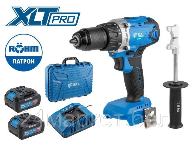 BULL Китай Аккум. дрель-шуруповерт BULL SR 1802 в чем. (18.0 В, 2 акк., 4.0 А/ч Li-Ion, 2 скор., 80 Нм, шурупы до 10 мм)