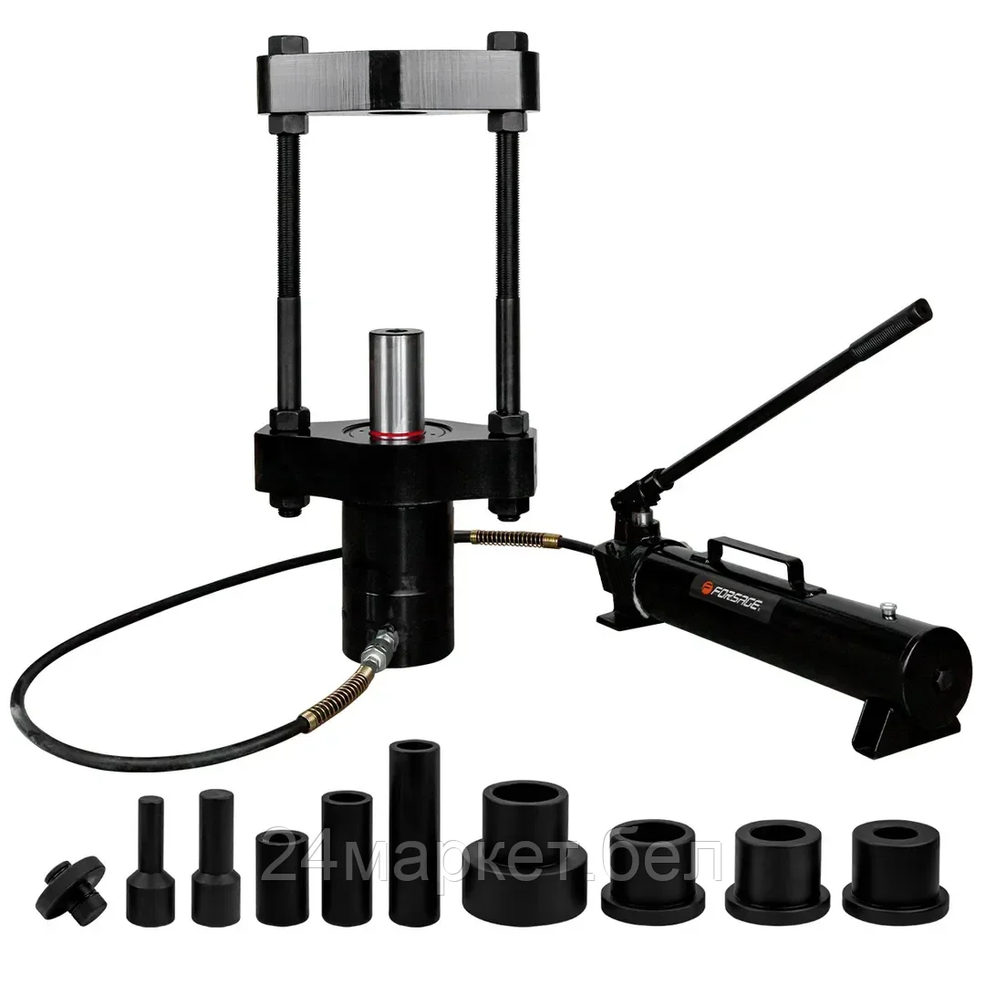 Выпресовщик шкворней гидравлический 75т(ход поршня-125мм,Ø шкворня-80мм,max ширина балки-187мм, масло 2.2л, t-10°+50°C) Forsage F-R1339