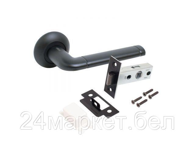 Комплект ручка и защелкаАЛЛЮР АРТ "ПОЛО" BL+L45-8 BL (15150/S45) матовый черный  (20) (компл) (УЗК) 14669