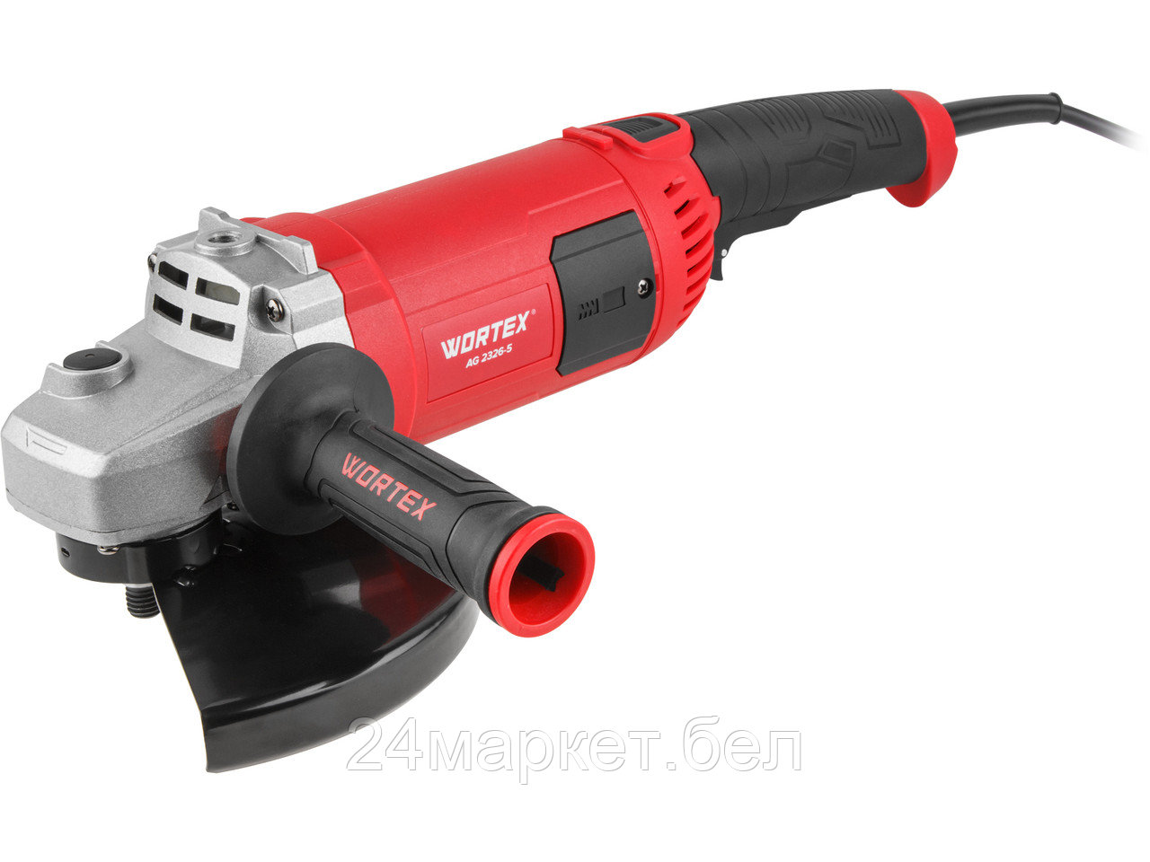 Двуручная углошлифмашина WORTEX AG 2326-5 в кор. 2400 Вт, 230мм, 6500 об/мин, плавн. пуск, поворот. (2400 Вт, 6500 об/мин, 230х22,2 мм круг, плавн. пуск, пылезащ. двиг., поворот. рукоять, 4 м шнур) 2333050