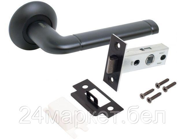 Комплект ручка и защелкаАЛЛЮР АРТ "ПОЛО" BL+L45-8 BL (15150/S45) матовый черный  (20) (компл) (УЗК) 14669