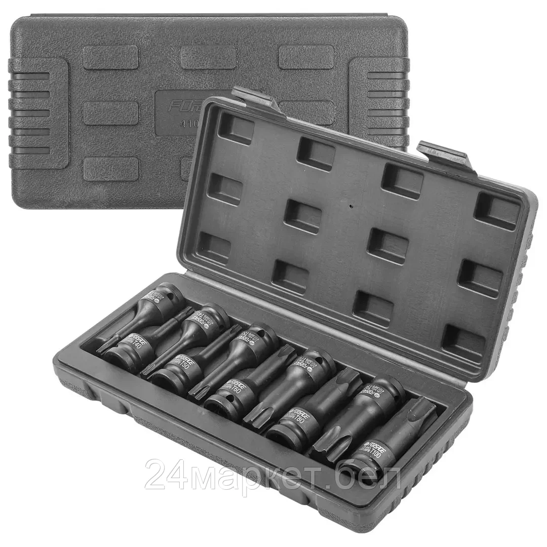 Набор головок-бит TORX ударных 10пр.,1/2"(T30, T40, T45, T50, T55, T60, T70, T80, T90, T100), в кейсе Forsage F-41013MPB