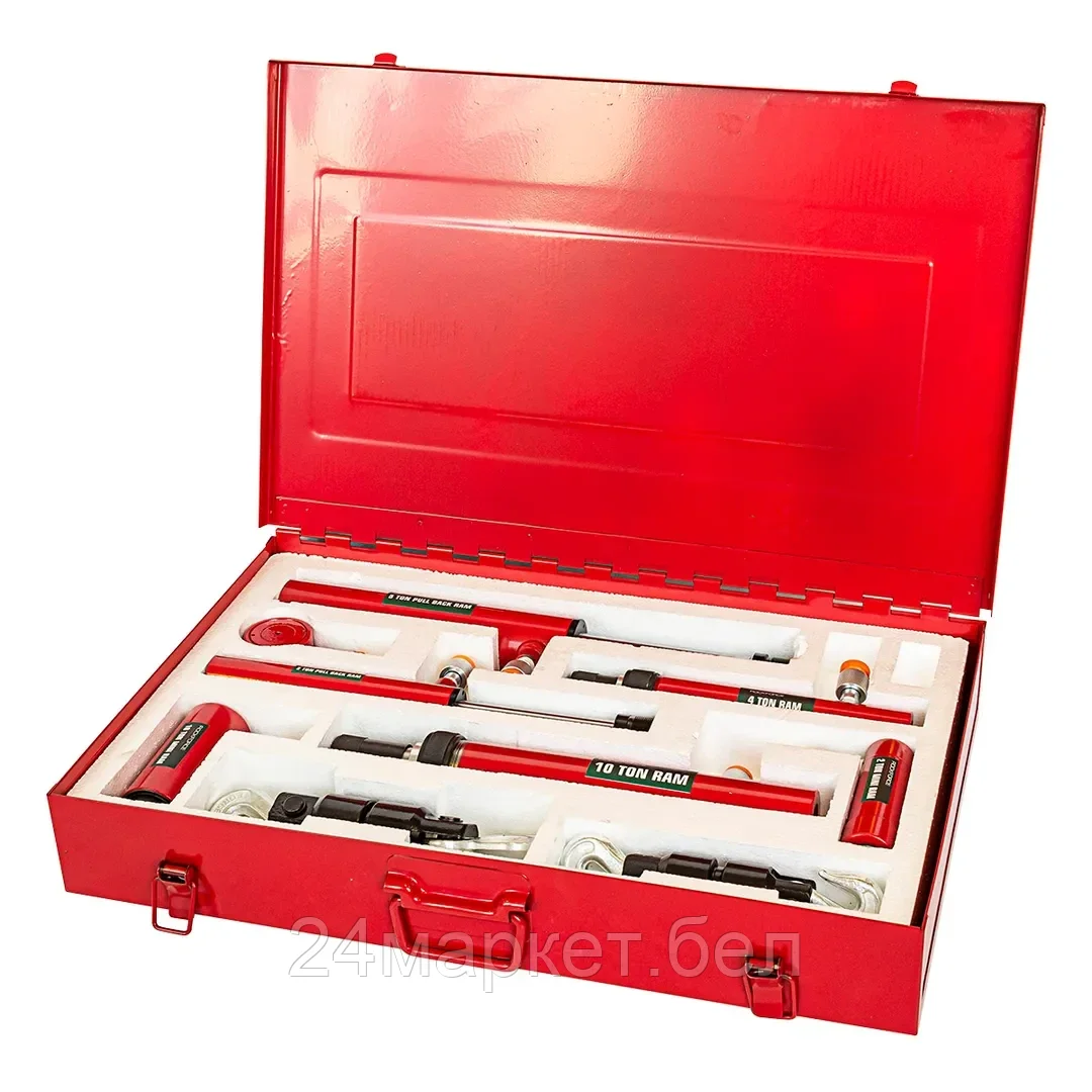 Набор цилиндров гидравлических прямого и обратного действия 7пр.(2т, 4т, 5т, 10т)в метал. кейсе Rock FORCE RF-0200-1B