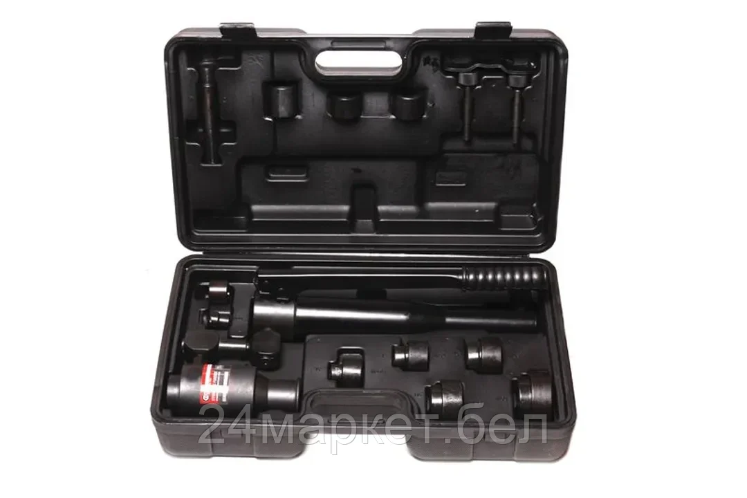 ForceKraft Пробойник гидравлический ручной с карданным присоединением 11т(Ø22, 27.5, 34, 43, 49, 60мм; сталь нерж.-1.6мм; медь/алюм.-3.2мм,ход штока-22мм)в кейсе FORCEKRAFT FK-71002C