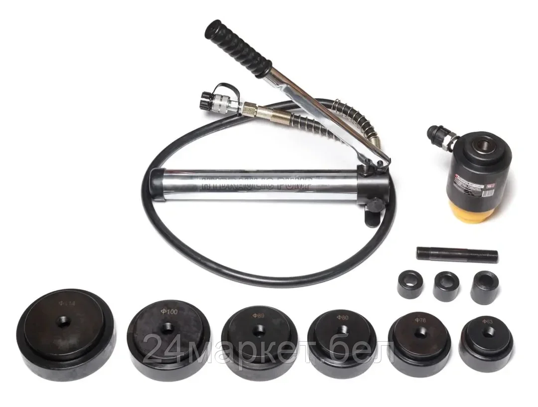 FORSAGE Пробойник гидравлический с насосом15т(Ø63, 76, 80, 89, 100, 114мм; сталь нерж.-2мм; медь/алюм.-4мм,ход штока-22мм),в кейсе Forsage F-71502