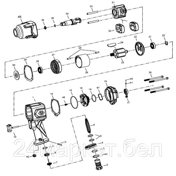 KING TONY 33461-B01 KING TONY Ремкомплект для гайковерта 33461-100, корпус