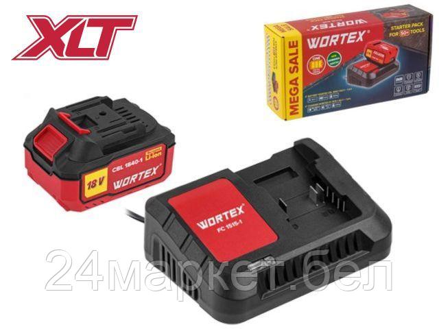 Набор аккумулятор 4 А*ч и зарядное устройство 1х2 А WORTEX ALL1 в кор. МЕГА АКЦИЯ (18.0 В, 4.0 А*ч, индикатор заряда, обрезиненный корпус, зарядное: 1 1329412