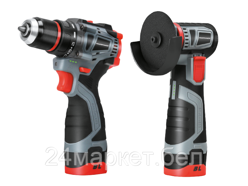 Profipower ProfiSet-2B16 E0229 (шуруповерт, болгарка, 2 АКБ, кейс)