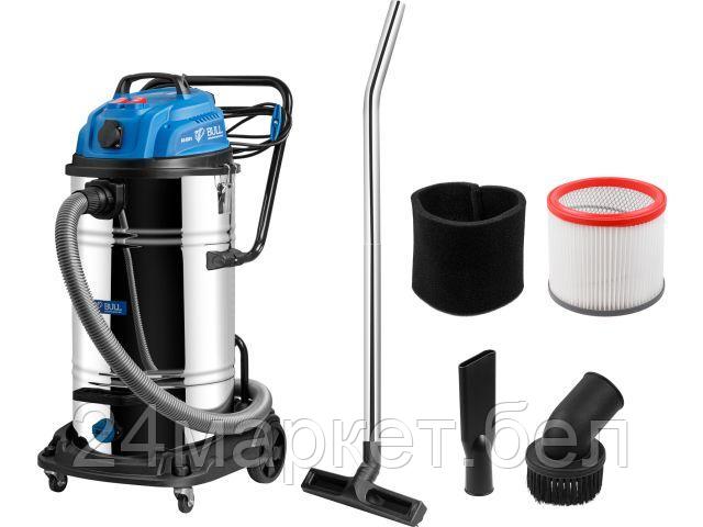 Пылесос BULL AS 6501 + аксессуары 2x1200 Вт, 70 л, 6м кабель, 5м шланг, HEPA (класс: L, очистка: мануальная, автовключение, розетка 2000 Вт - один дви 1329490