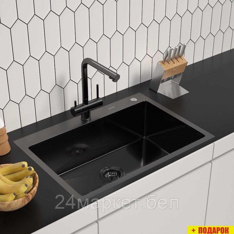 Кухонная мойка ARFEKA ECO AR 700*500 BLACK PVD NANO