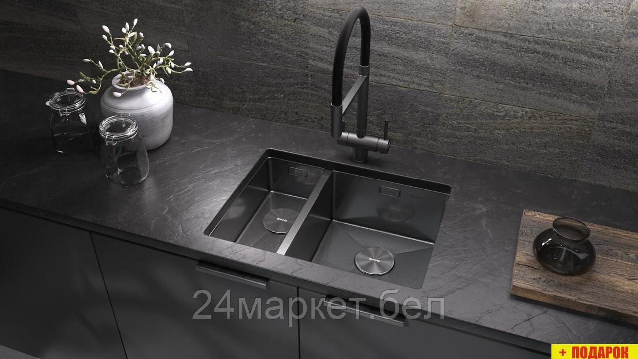 Кухонная мойка ZorG Zerox 58-2 U / IF-L PVD Gunblack