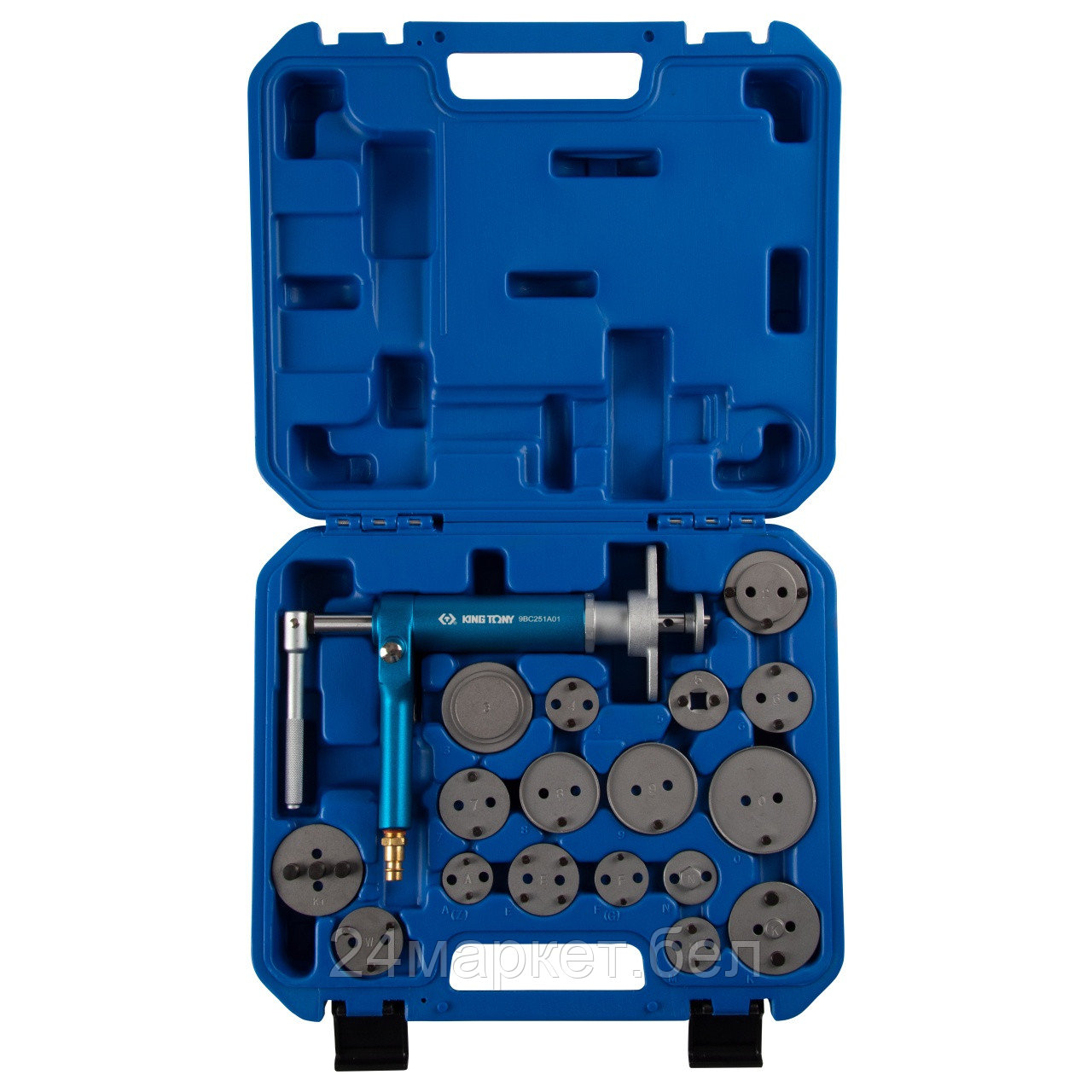 KING TONY 9BC251 KING TONY Приспособление для утапливания поршней тормозных цилиндров, 18 предметов
