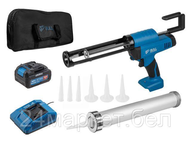 Аккум. пистолет для герметика BULL CG 1860 в сумке с акб и з/у 1304625