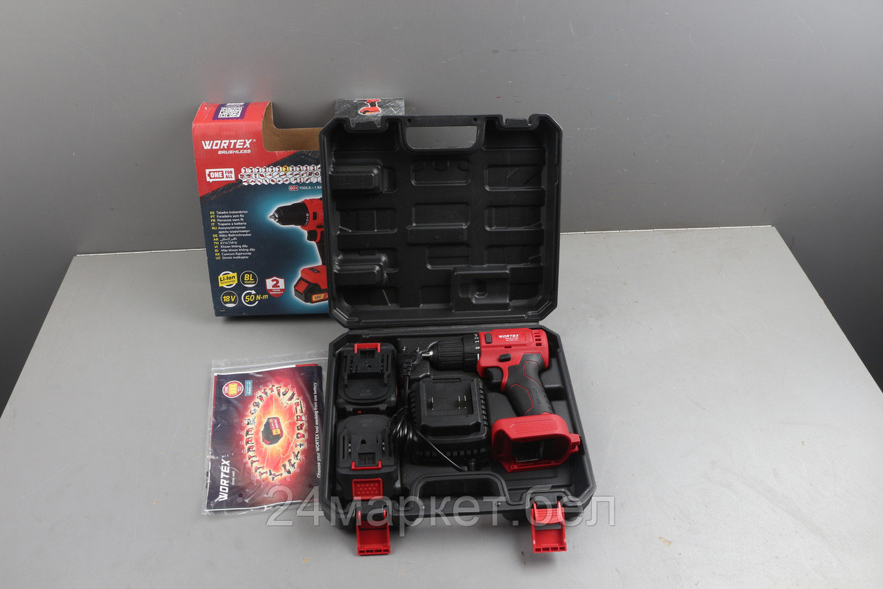 Аккум. дрель-шуруповерт WORTEX BD 2025-1 DLi в чем. ALL1 БЕСЩЕТ, 18 В, 50 Н*м, 2х1,5 А*ч, БЗП 10 м