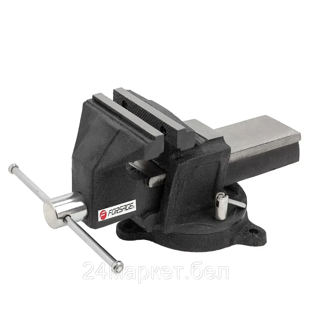 Тиски стальные усиленные поворотные с наковальней  3"-80мм Forsage F-6540903