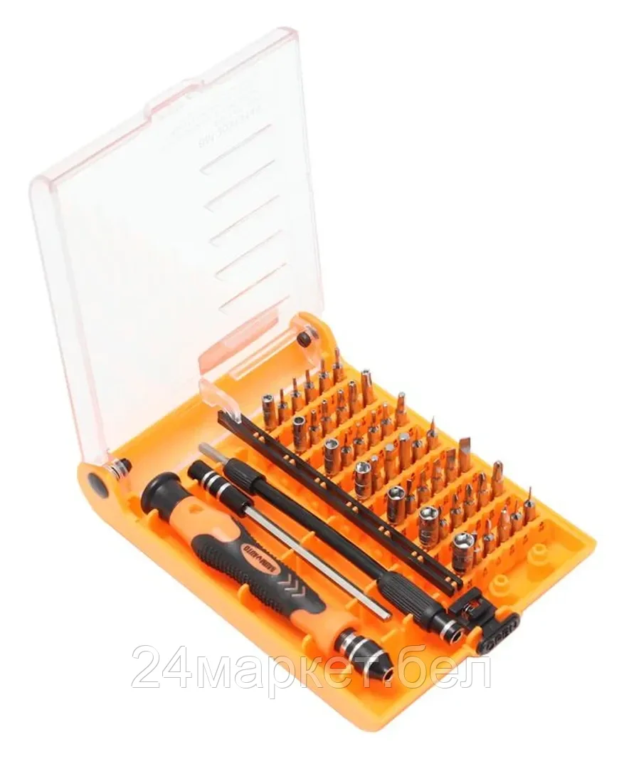 Отвертка ювелирная телескопическая с гибким удлинителем,комплектом бит и головок (45пр.)в пластиковом футляре. BM-30313145